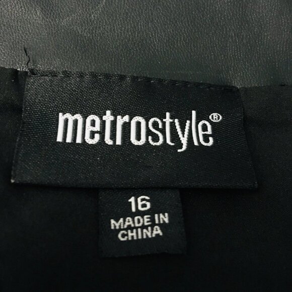 Metro Style Faux Leather Skirt Sz 16 Asymmetrical Ruffle Zipper Whimsy Goth - Picture 10 of 12